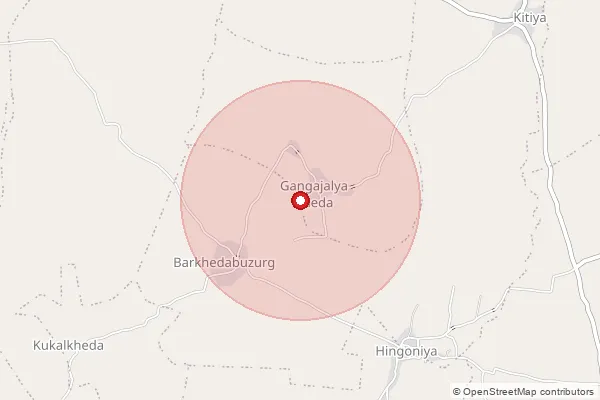 Map showing approximate area covered by Pincode 456443 — Barkheda  Buzurg B.O, Ujjain