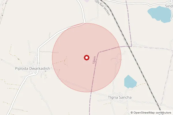 Map showing approximate area covered by Pincode 456664 — Matana  Kalan B.O, Ujjain