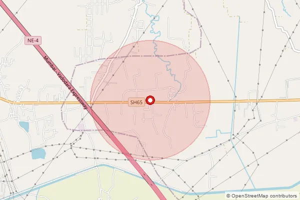 Map showing approximate area covered by Pincode 456665 — Khajuria B.O, Ujjain