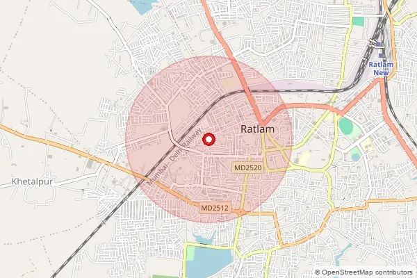 Map showing approximate area covered by Pincode 457111 — Shivgarh S.O, Na