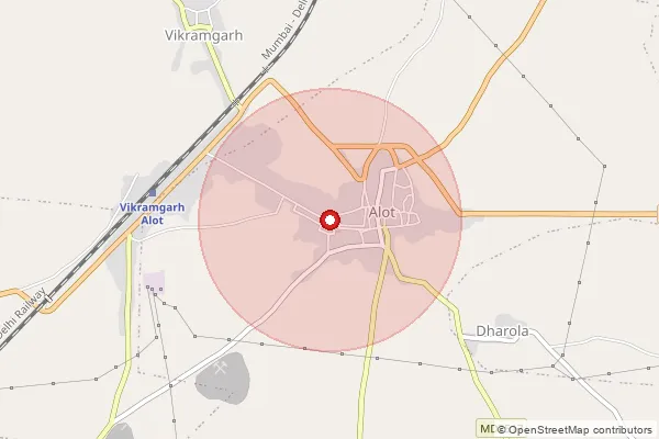 Map showing approximate area covered by Pincode 457114 — Piplia Sisodia B.O, Ratlam
