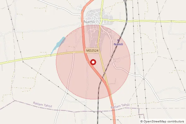Map showing approximate area covered by Pincode 457222 — Baroda B.O, Ratlam