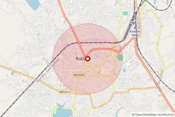 Map showing approximate area covered by Pincode 457331 — Baraylamataji B.O, Ratlam