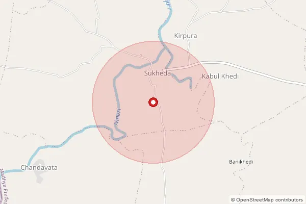 Map showing approximate area covered by Pincode 457333 — Sujapur B.O, Ratlam