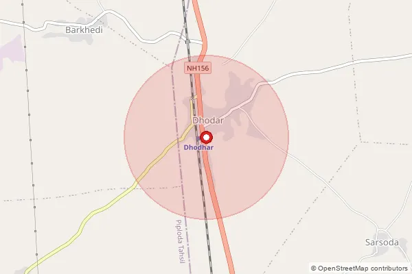 Map showing approximate area covered by Pincode 457339 — Hanumaniya B.O, Ratlam