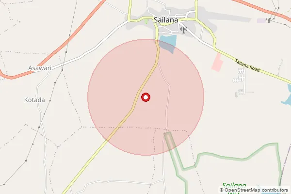 Map showing approximate area covered by Pincode 457550 — Kunda B.O, Ratlam