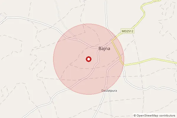 Map showing approximate area covered by Pincode 457555 — Thikria B.O, Ratlam