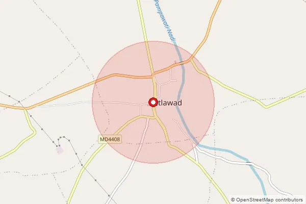 Map showing approximate area covered by Pincode 457773 — Petlawad S.O, Jhabua