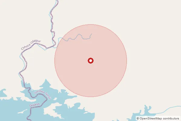 Map showing approximate area covered by Pincode 457888 — Bakhatgarh B.O, Alirajpur