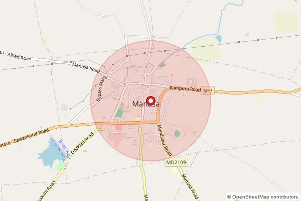 Map showing approximate area covered by Pincode 458118 — Dudhlai B.O, Neemuch