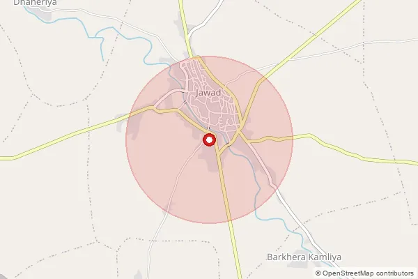 Map showing approximate area covered by Pincode 458220 — Lasur B.O, Neemuch
