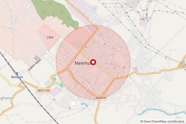 Map showing approximate area covered by Pincode 458441 — Neemuch H.O, Neemuch
