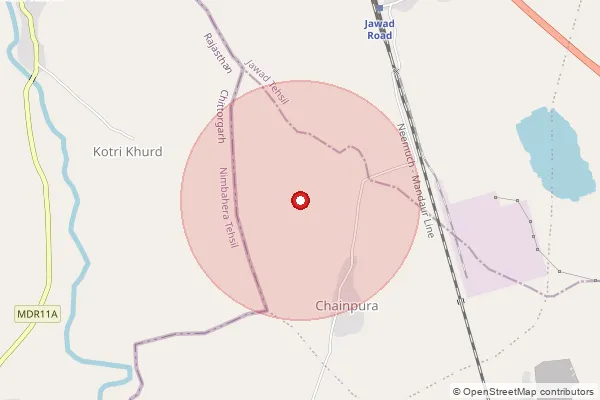 Map showing approximate area covered by Pincode 458468 — Kesharpura B.O, Neemuch