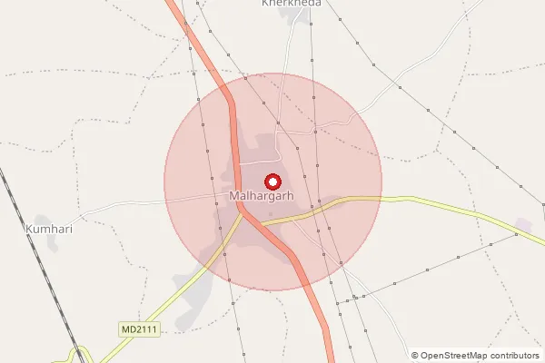 Map showing approximate area covered by Pincode 458556 — Dorwada B.O, Mandsaur