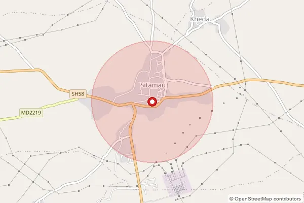 Map showing approximate area covered by Pincode 458558 — Vishnia Dak Bunglow B.O, Mandsaur