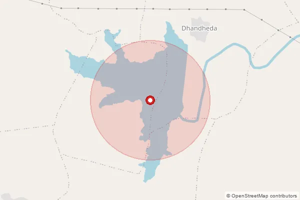 Map showing approximate area covered by Pincode 458775 — Hamirgarh B.O, Mandsaur