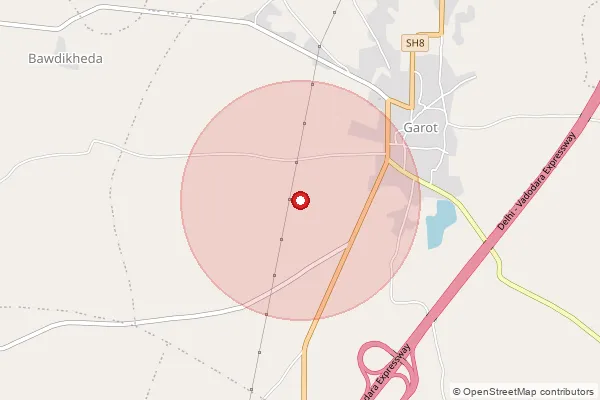 Map showing approximate area covered by Pincode 458880 — Barkheda Loya B.O, Mandsaur