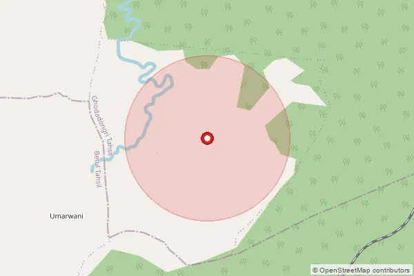 Map showing approximate area covered by Pincode 460001 — Betul H.O, Betul