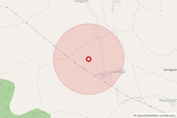 Map showing approximate area covered by Pincode 460004 — Bagholi B.O, Betul