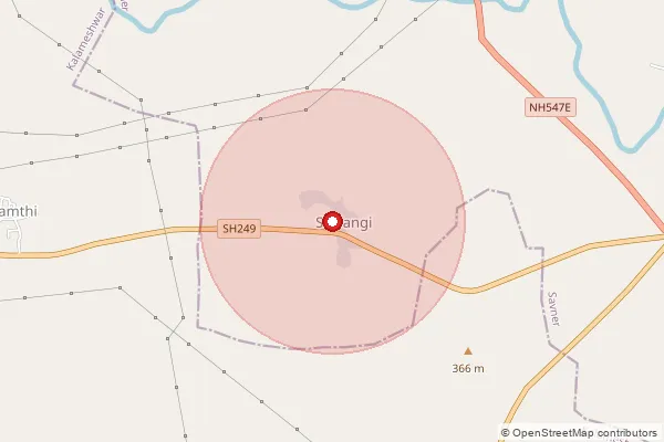 Map showing approximate area covered by Pincode 460110 — Gargud B.O, Betul