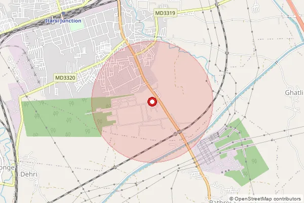 Map showing approximate area covered by Pincode 461114 — Cpe Itarsi S.O, Hoshangabad