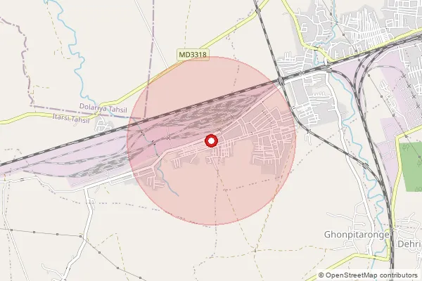 Map showing approximate area covered by Pincode 461115 — Nyc Itarsi S.O, Hoshangabad