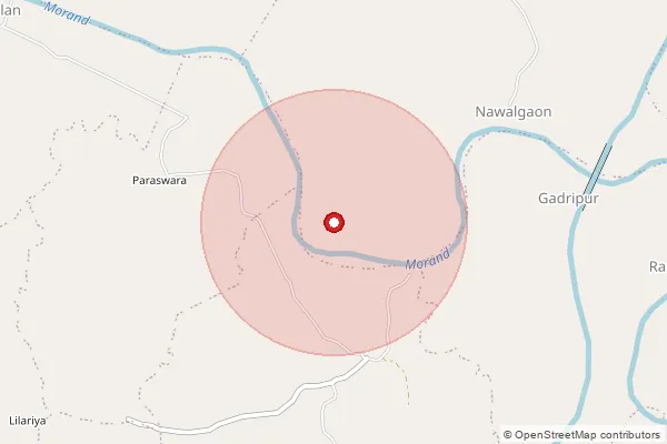 Map showing approximate area covered by Pincode 461116 — Dolaria S.O, Hoshangabad