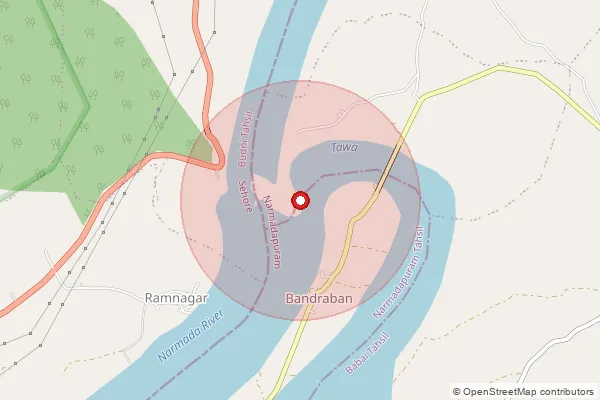Map showing approximate area covered by Pincode 461221 — Banapura S.O, Hoshangabad