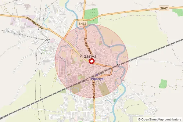 Map showing approximate area covered by Pincode 461775 — Mangalwara Piparia S.O, Hoshangabad