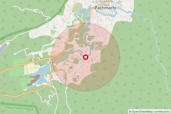 Map showing approximate area covered by Pincode 461881 — Pachmarhi S.O, Hoshangabad