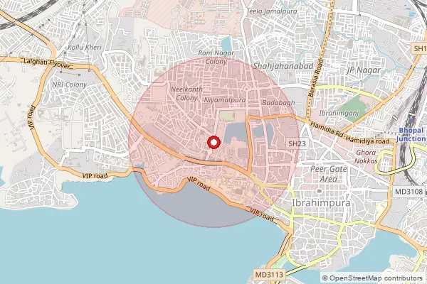 Map showing approximate area covered by Pincode 462001 — Bhopal G.P.O., Bhopal