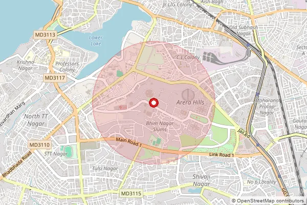 Map showing approximate area covered by Pincode 462004 — M.P. Vidhan Sabha S.O, Bhopal