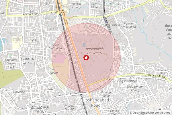 Map showing approximate area covered by Pincode 462020 — Aiims S.O, Bhopal
