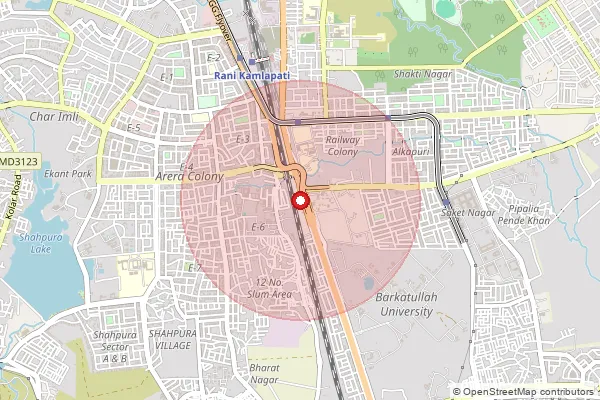 Map showing approximate area covered by Pincode 462024 — H.E. Hospital S.O, Bhopal