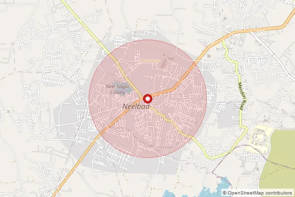 Map showing approximate area covered by Pincode 462034 — Neelbad S.O, Na