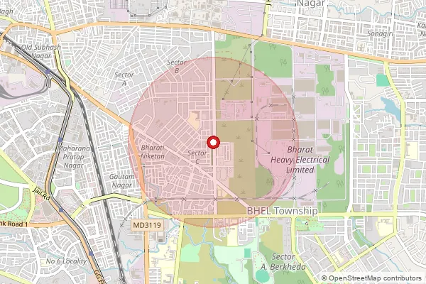 Map showing approximate area covered by Pincode 462040 — Ibd Hallmark City Kolar Road, Bhopal
