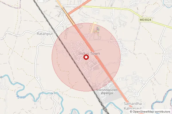 Map showing approximate area covered by Pincode 462047 — Palas Indus Town Bo, Bhopal