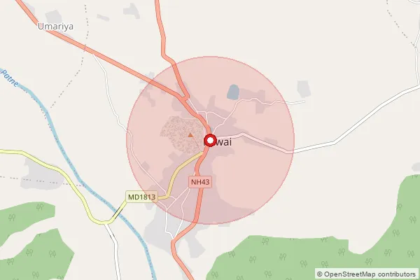 Map showing approximate area covered by Pincode 464220 — Andiakala B.O, Vidisha