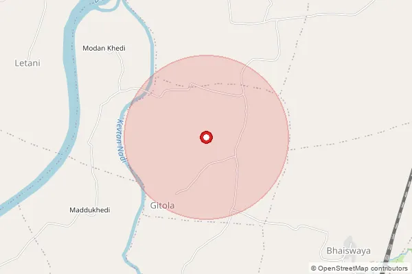 Map showing approximate area covered by Pincode 464240 — Dudhawari B.O, Vidisha