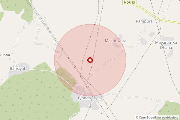 Map showing approximate area covered by Pincode 464334 — Satpada Kalan B.O, Vidisha