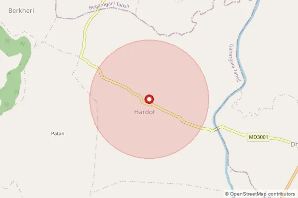 Map showing approximate area covered by Pincode 464884 — Agariakalan B.O, Raisen