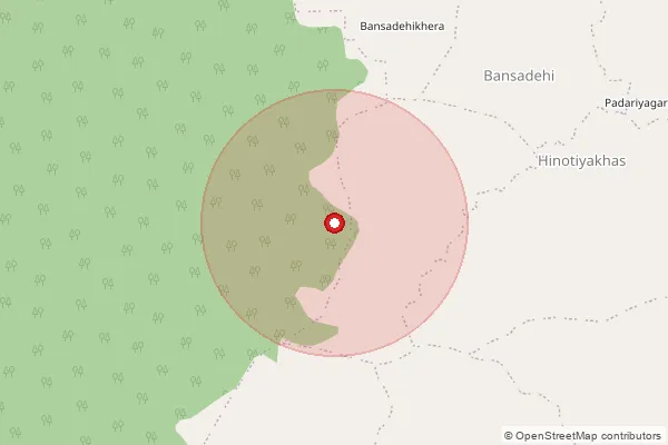 Map showing approximate area covered by Pincode 464886 — Jaithari B.O, Raisen