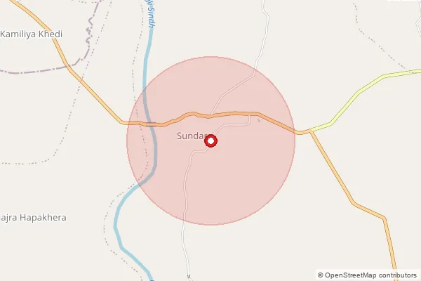 Map showing approximate area covered by Pincode 465113 — Sundersi S.O, Shajapur