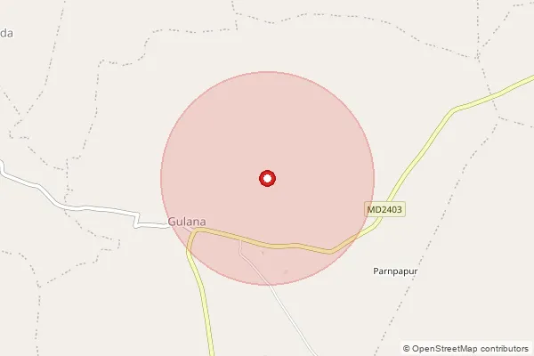 Map showing approximate area covered by Pincode 465220 — Gulana B.O, Shajapur