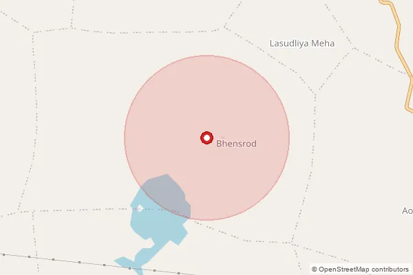 Map showing approximate area covered by Pincode 465223 — Akodia S.O, Shajapur