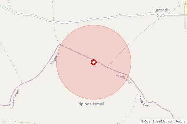 Map showing approximate area covered by Pincode 465227 — Mitera, Shajapur