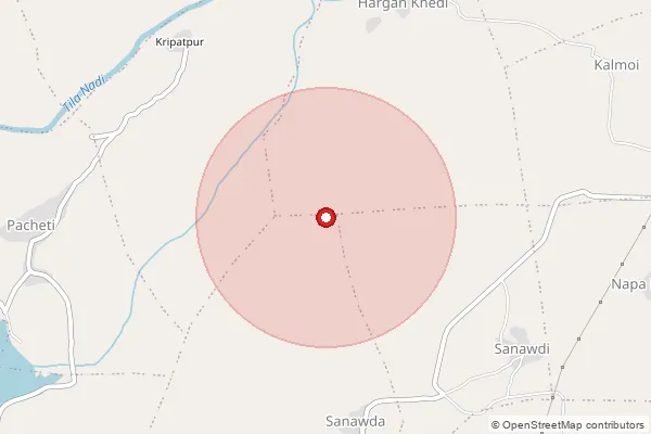 Map showing approximate area covered by Pincode 465230 — Pachlana B.O, Agar Malwa