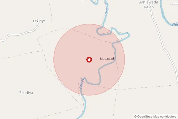 Map showing approximate area covered by Pincode 465313 — Mungawadi, Ujjain