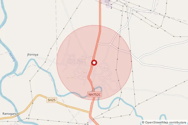 Map showing approximate area covered by Pincode 465333 — Raipur B.O, Shajapur