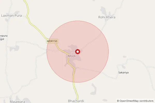 Map showing approximate area covered by Pincode 465447 — Payli B.O, Agar Malwa